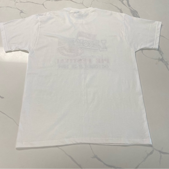 Vintage 2001 Lecompte Pie eating contest Humor Festival tee shirt NWOT 2XL white - Picture 9 of 9